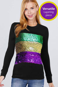 ._ 42POPS Mardi Gras Sequins Stretchy Tube Top SI-24072