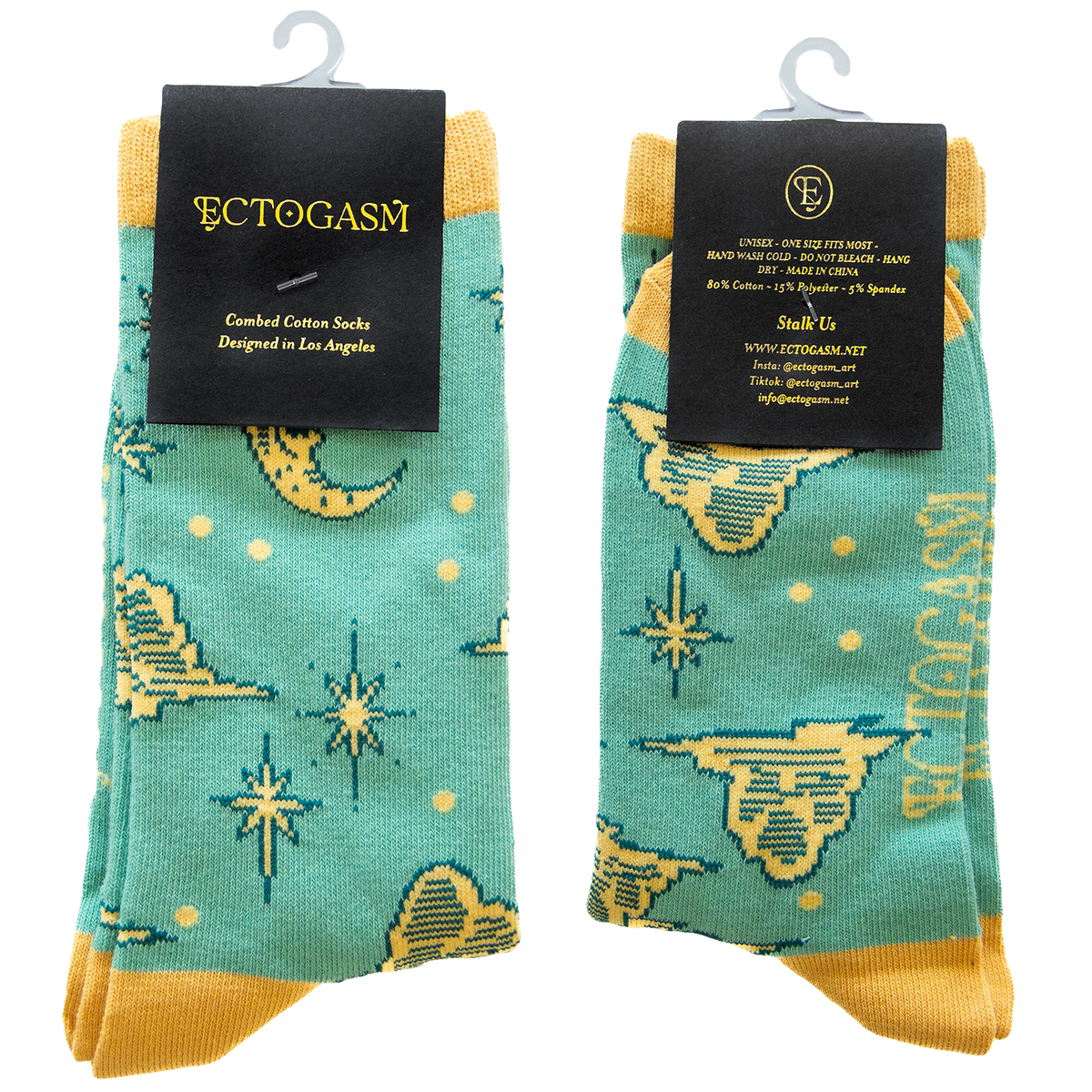 Vintage Skull Moon Socks in Teal