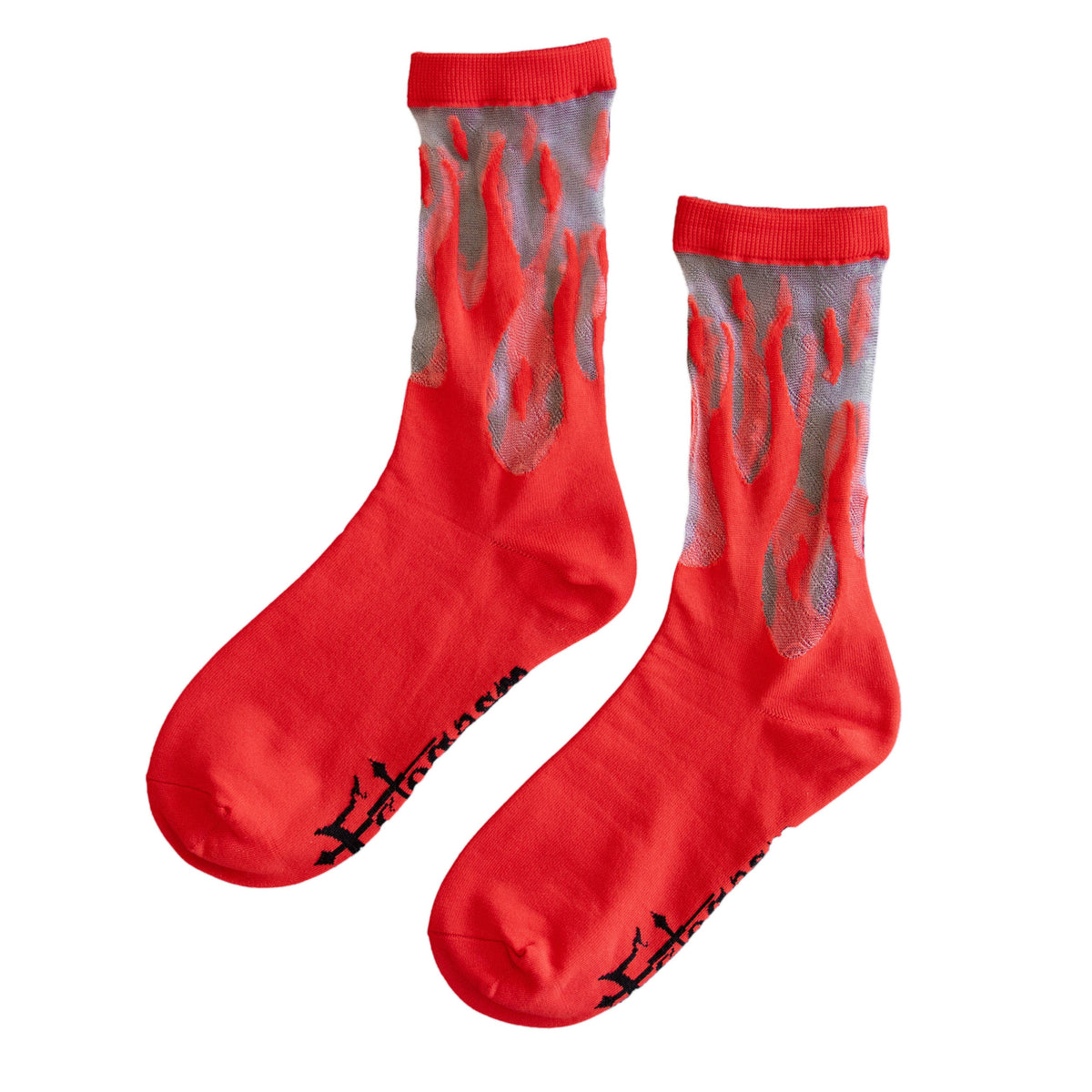 Sheer Flame Socks in Red for Alternative Fashion