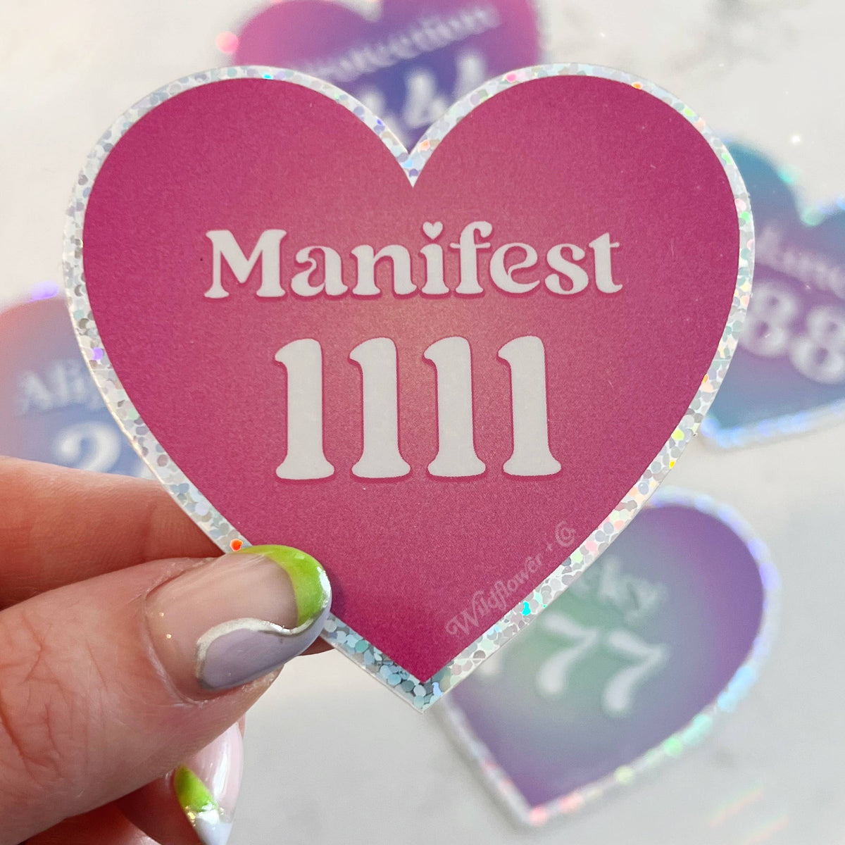 Angel Number Heart Sticker - Manifest Protection Alignment +