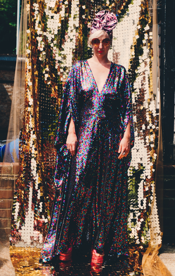 PRIDE Dazzling Sequin Rainbow Kaftan Gown / Kimono Robe