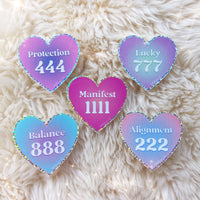 Angel Number Heart Sticker - Manifest Protection Alignment +