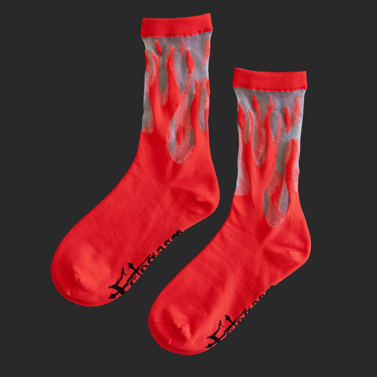 Sheer Flame Socks in Red for Alternative Fashion