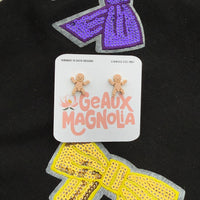 King Cake Baby Mardi Gras Stud Earrings