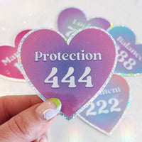 Angel Number Heart Sticker - Manifest Protection Alignment +