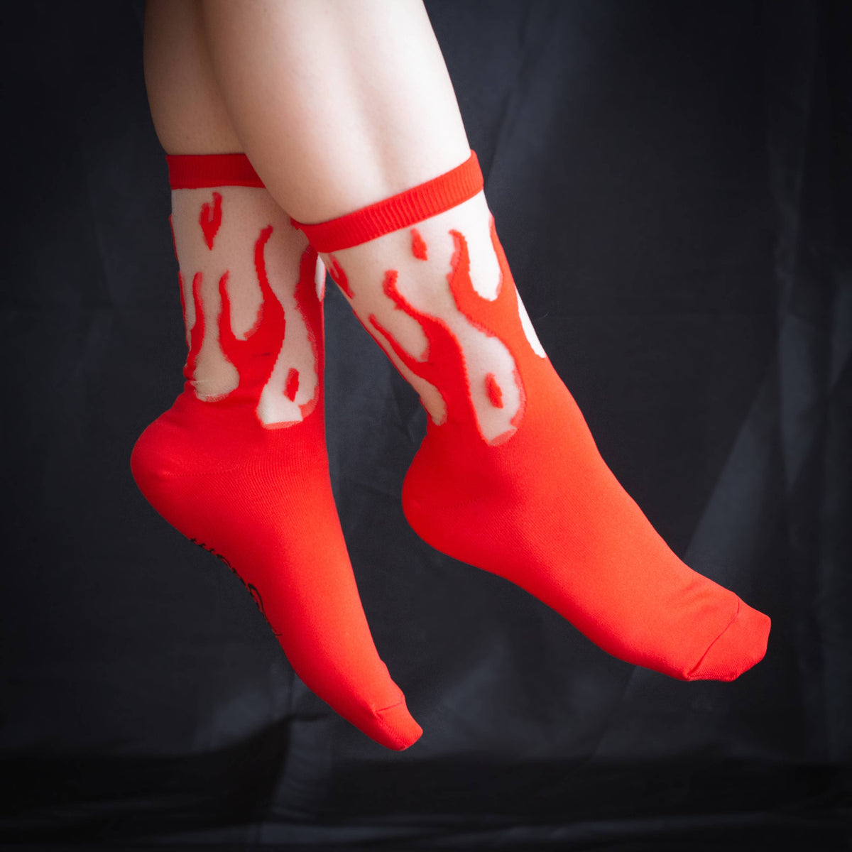 Sheer Flame Socks in Red for Alternative Fashion