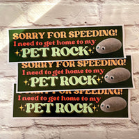 Sorry for speeding! I need to get home to my pet rock