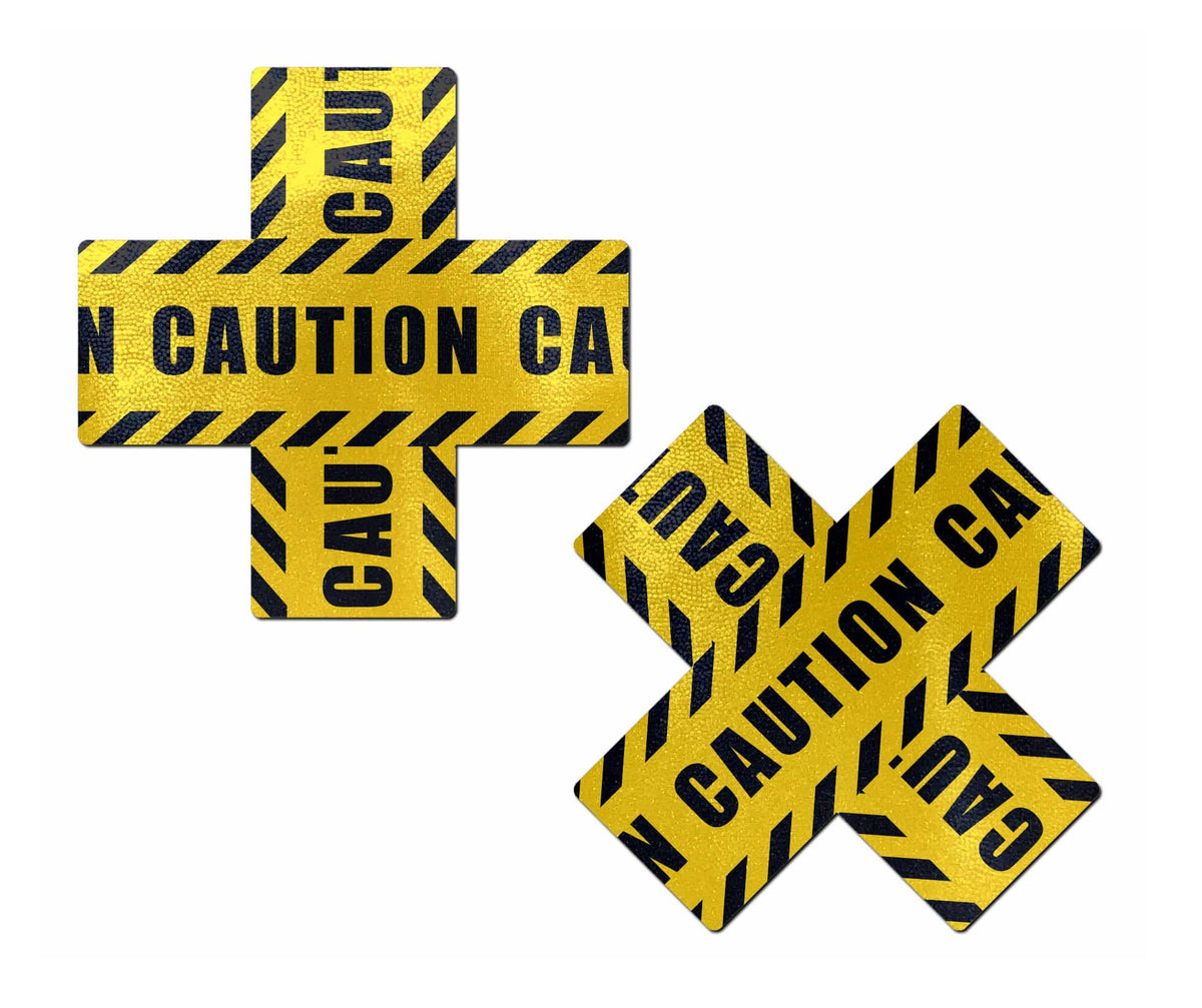 Plus X Crossed Caution Tape Nipple Pasties