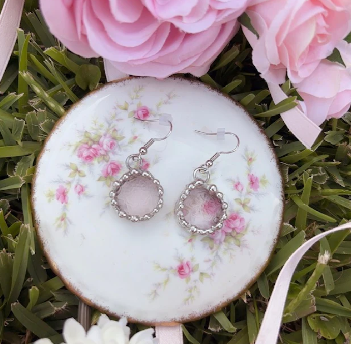 Vintage Pink Glass Earrings