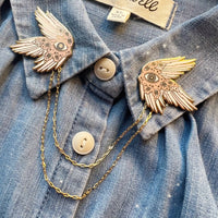 Angel Wing S/2 Enamel Pins w/Chain