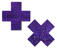 Plus X: Glitter Purple Cross Nipple Pasties by Pastease®