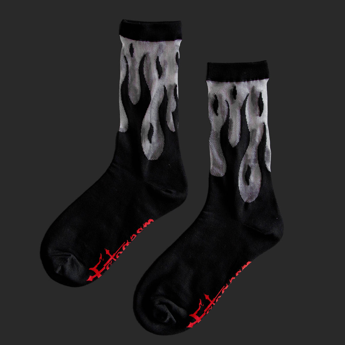 Sheer Flame Socks in Black for Punk Fashion