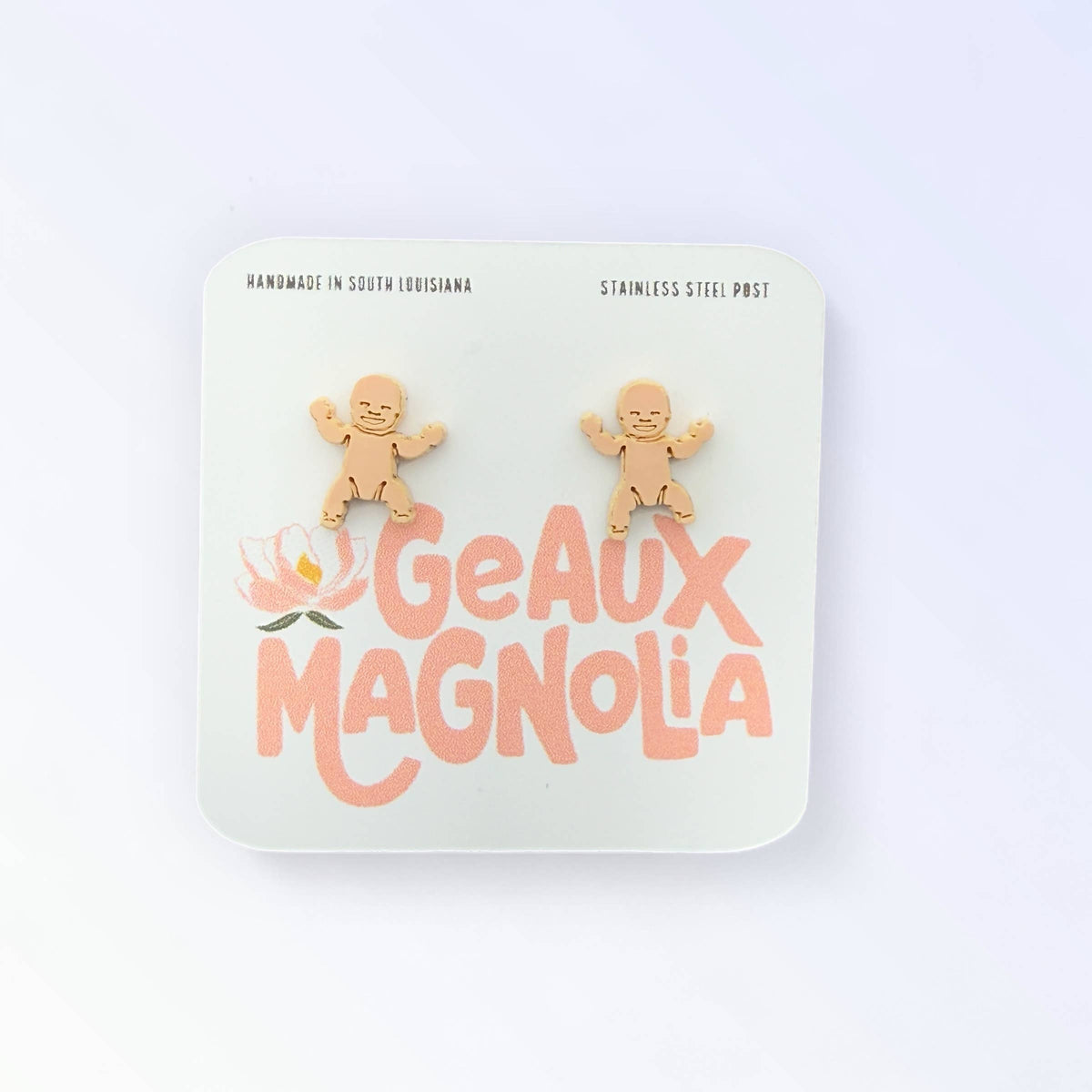 King Cake Baby Mardi Gras Stud Earrings
