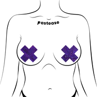 Plus X: Glitter Purple Cross Nipple Pasties by Pastease®