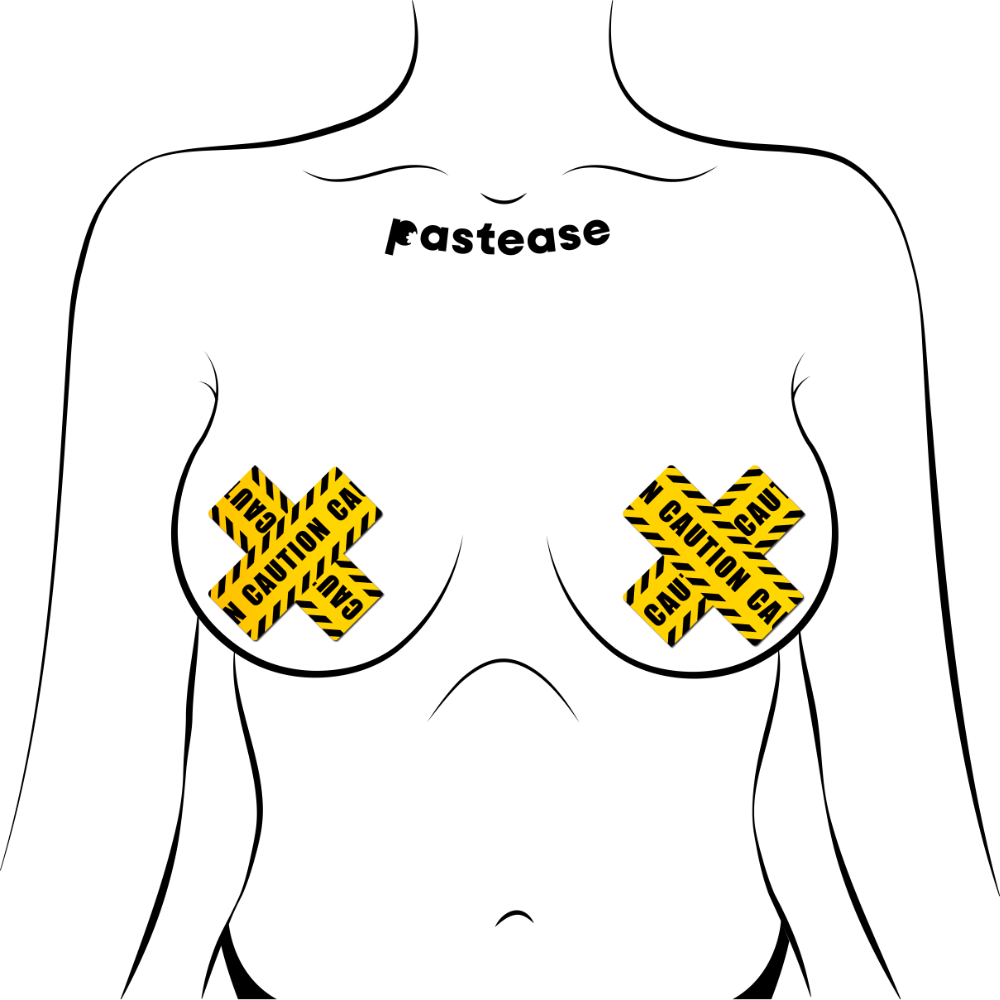Plus X Crossed Caution Tape Nipple Pasties