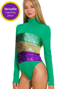 ._ 42POPS Mardi Gras Sequins Stretchy Tube Top SI-24072