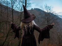 Brown Witch hat wizard magic wool Felt witchy dark academia