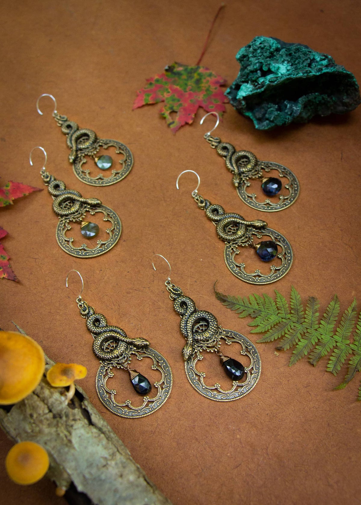 Snake-Stone Earrings: Hoop Style