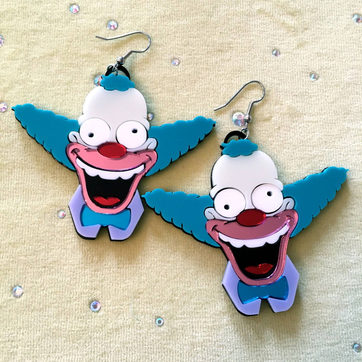 Krusty The Clown Laser Cut Acrylic Laser Cut Earrings