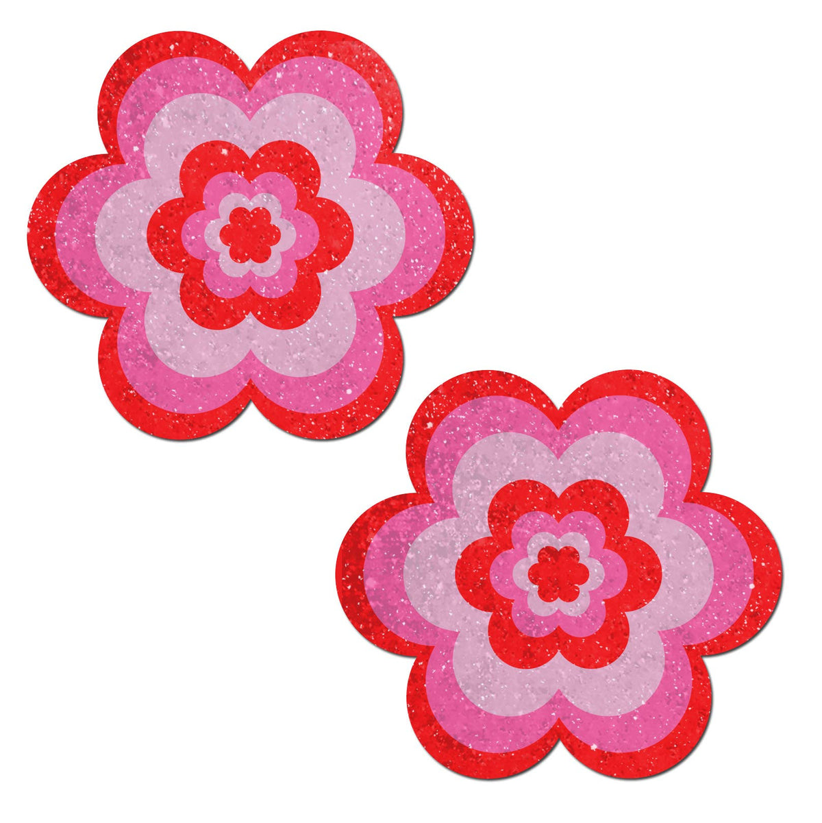 Daisy: Red & Pink Glitter Velvet Pumping Daisy Pasties