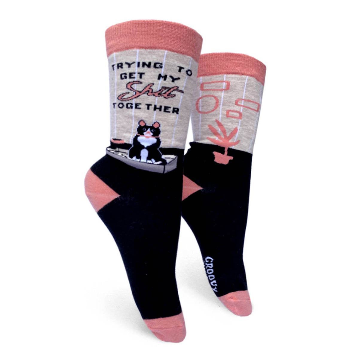 Trying Cat Womens Crew Socks