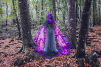 Purple Nebula Celestial cloak in vegan silky chiffon hooded