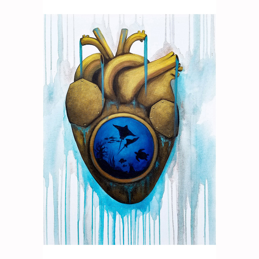 Aqua Heart Print By Heather Marie Dickens