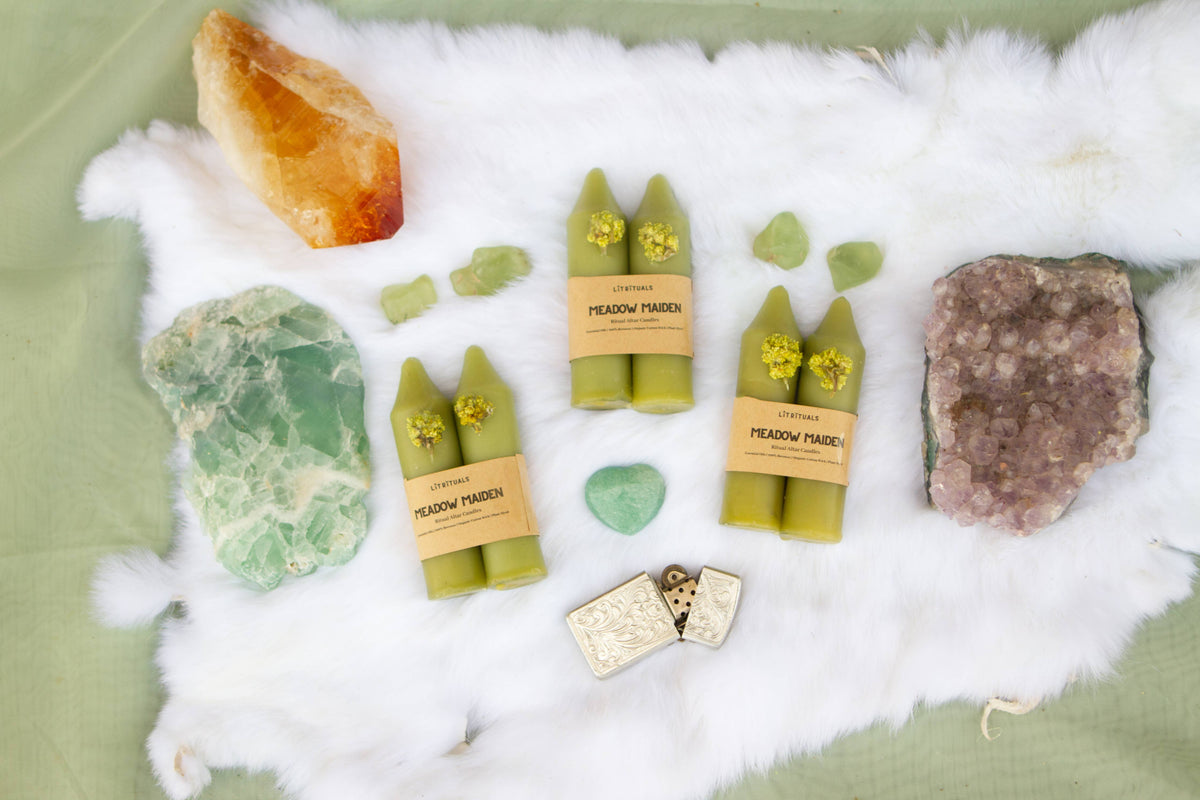 Small 'Meadow Maiden' Beeswax Altar Candles