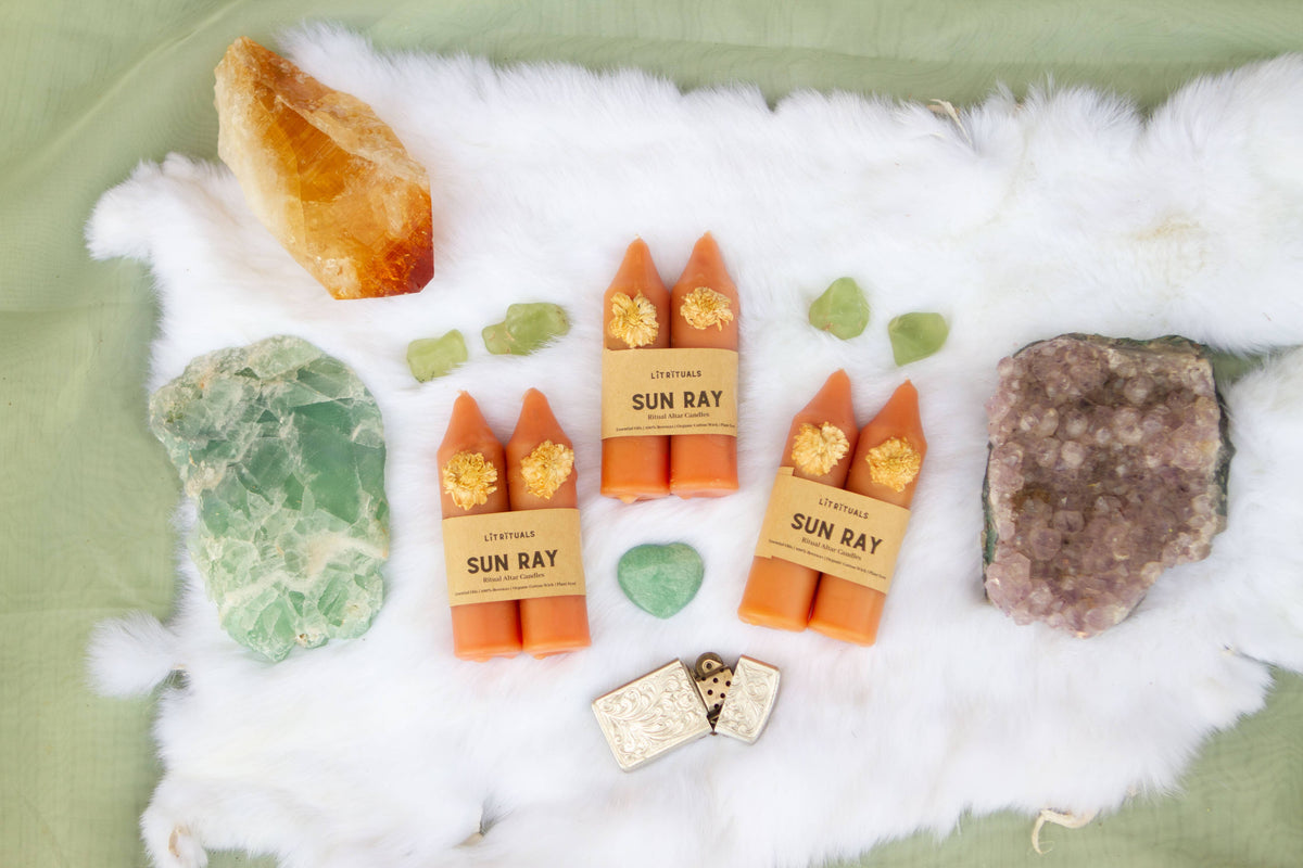 Small 'Sun Ray' Beeswax Altar Candles