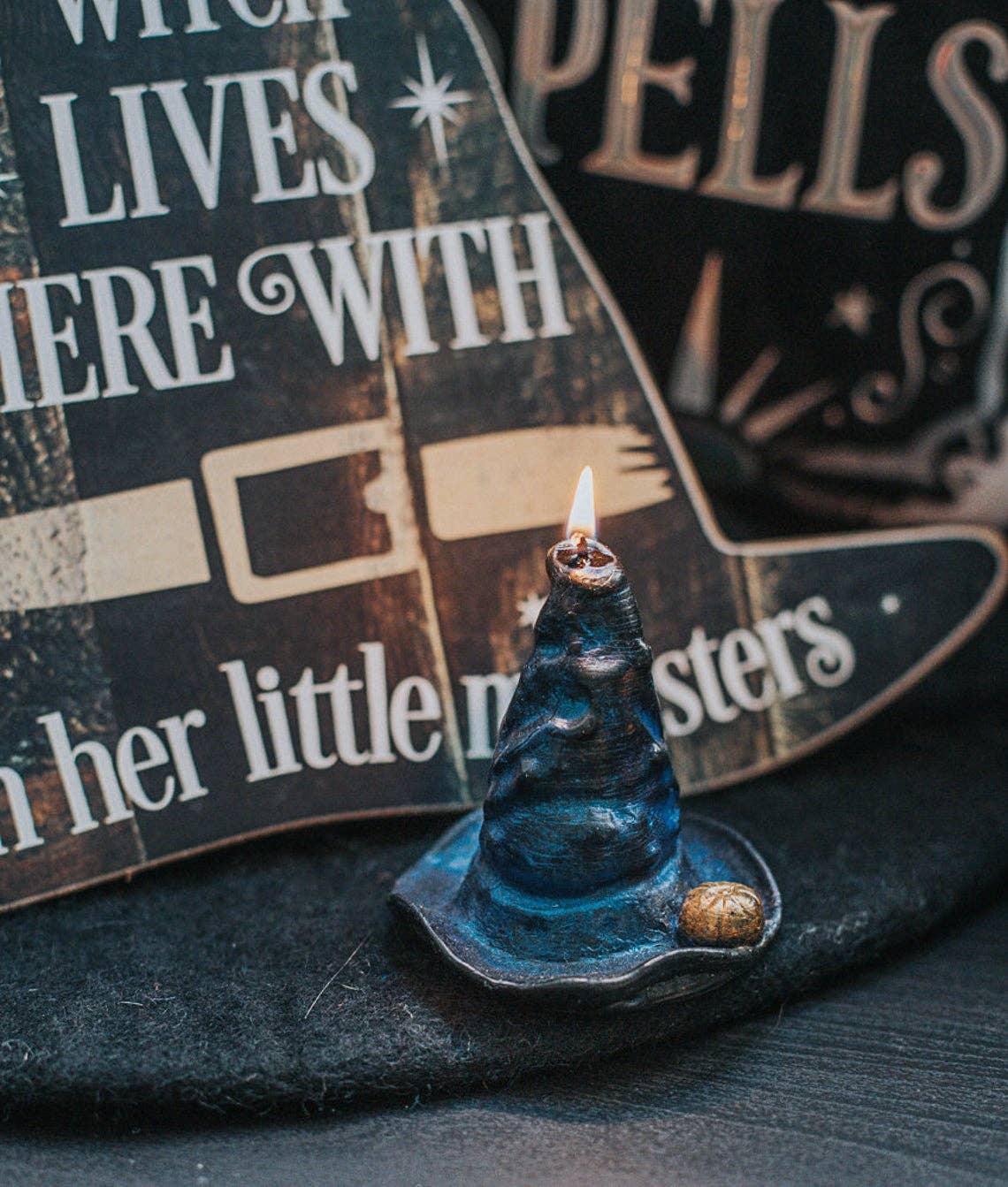 Halloween decor Gothic Candle Witch Hat Paraffin autumn: Black