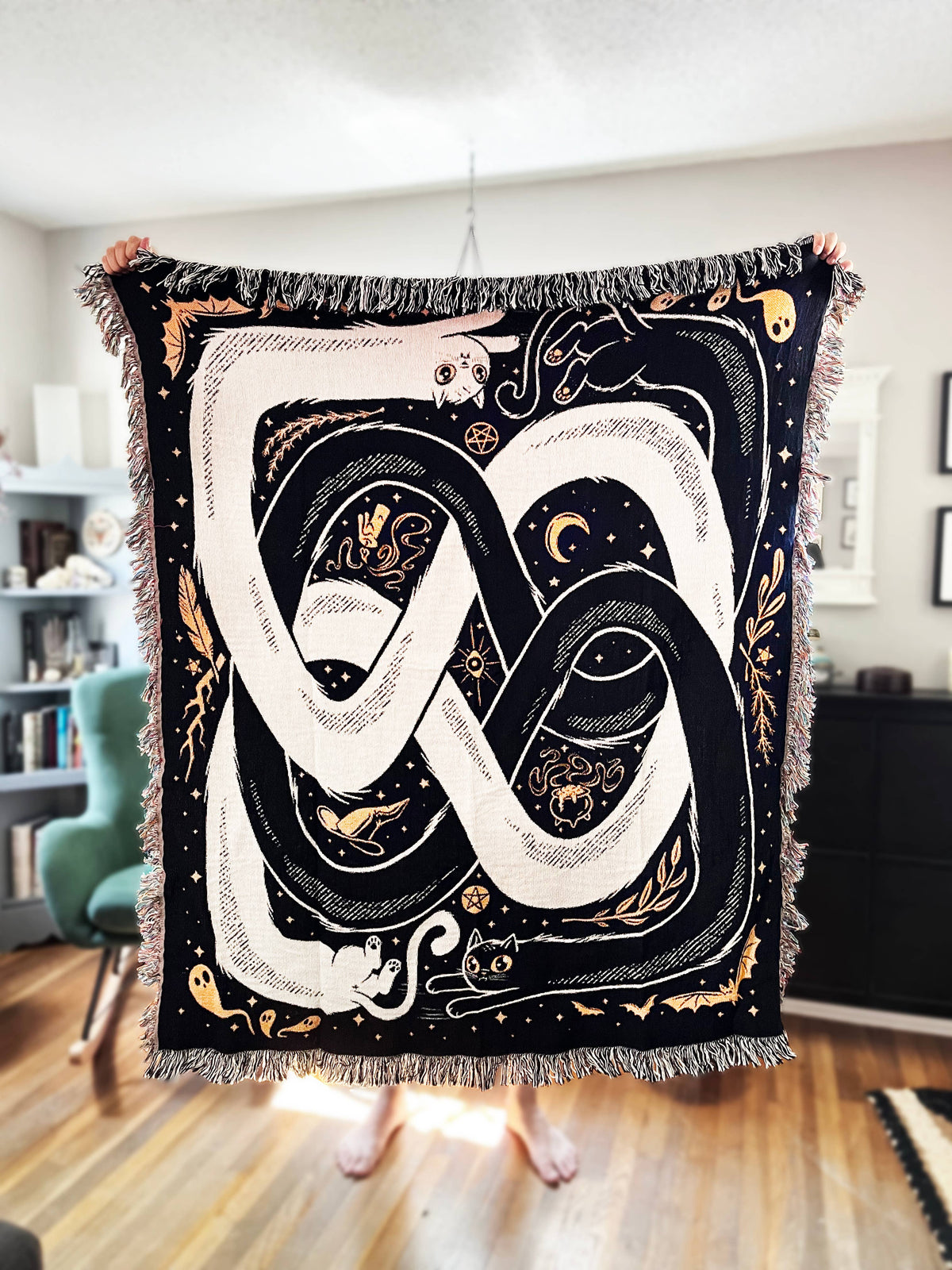 OuroPURRos Woven Throw Blanket | witchy | cats | occult