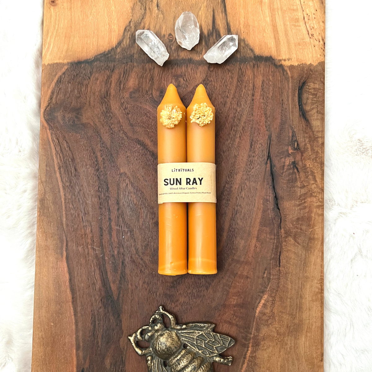 Large 'Sun Ray' Beeswax Altar Candles