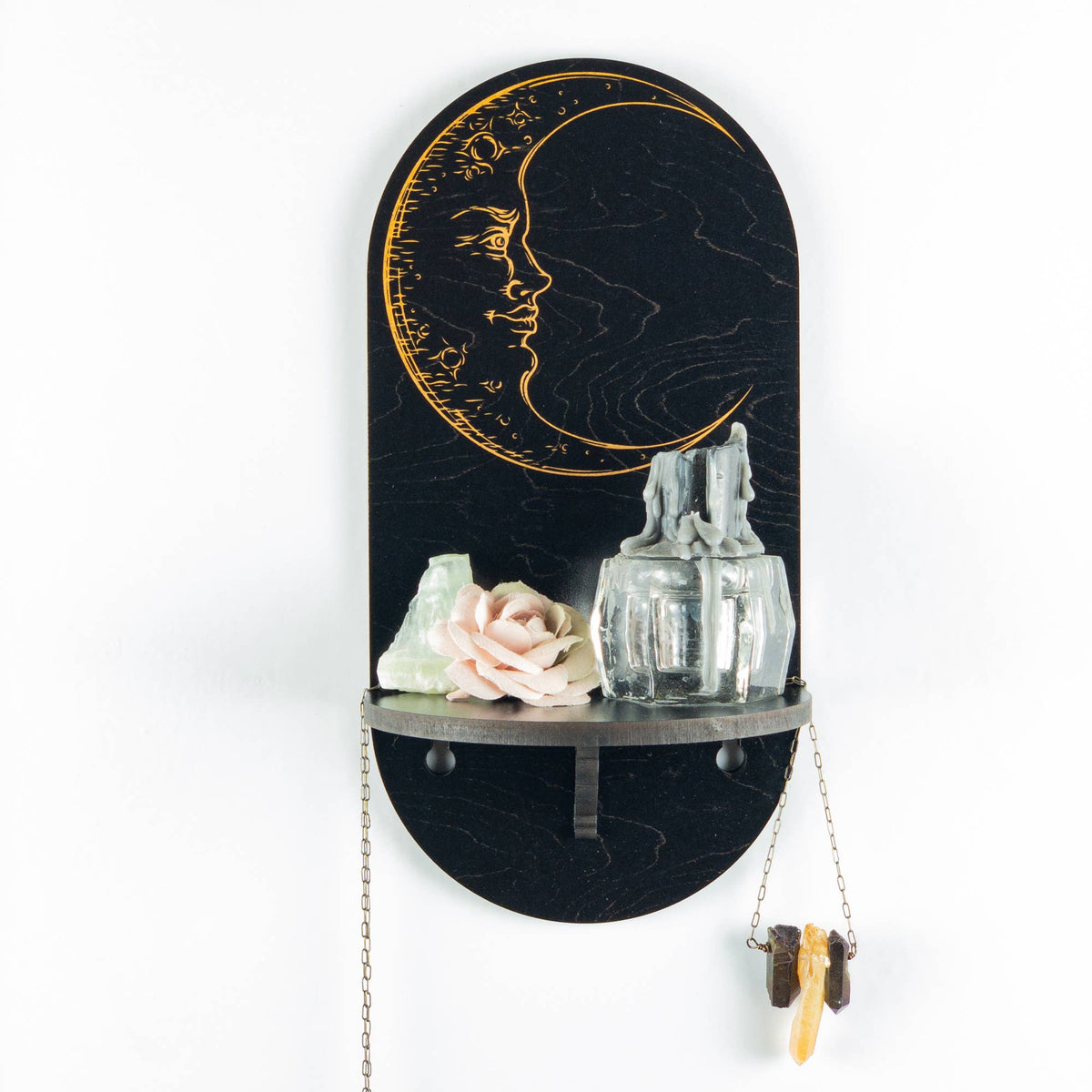 Arch shelf with moon face