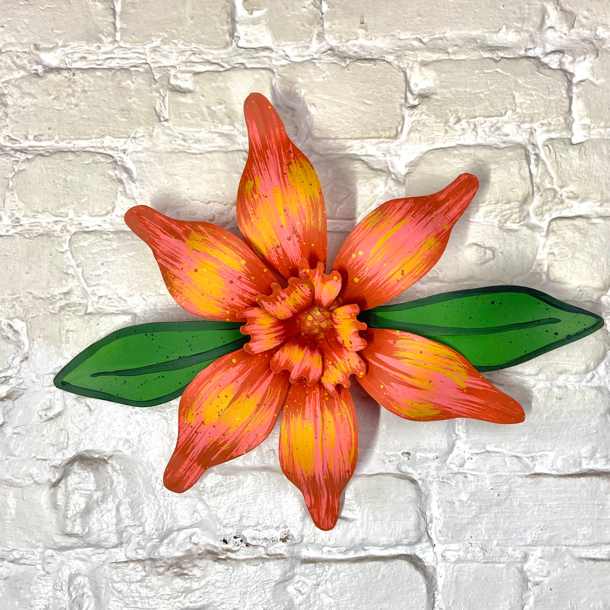 15" Small Coral Carnival House Float Flowers w Leaves