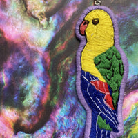 Yellow parakeet Embroidered Earrings