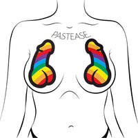 Penis: Rainbow Pride Dick Nipple Pasties by Pastease®