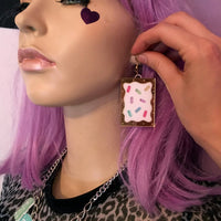 Rainbow Pop Tart Earrings, Laser Cut Acrylic, Plastic Jewelry