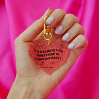 Complain glitter heart keychain