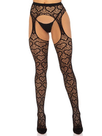 Amore Heart Net Suspender Pantyhose