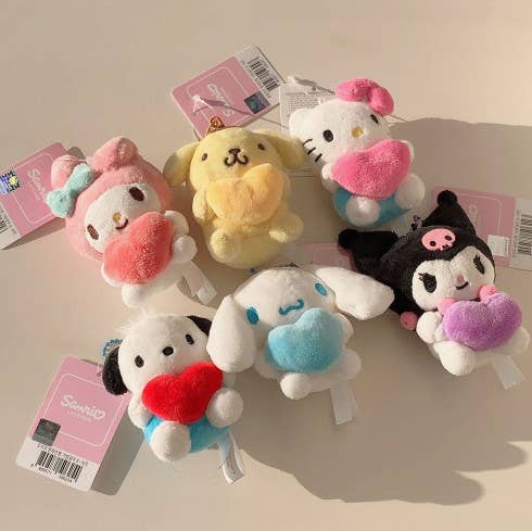 Sanrio Characters with LOVE Hearts Key Ring, Bag Charm 8cm