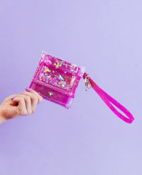 Liquid Glitter Mini Wristlet Wallet - Pink Unicorn