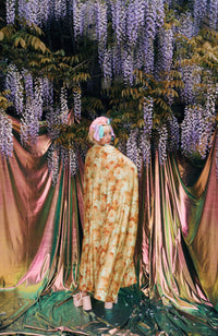 Amber Floral Print V-Neck Kaftan Gown