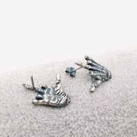 S925 Sterling Silver Skull Hand Bone Design Stud Earrings: 1 pair