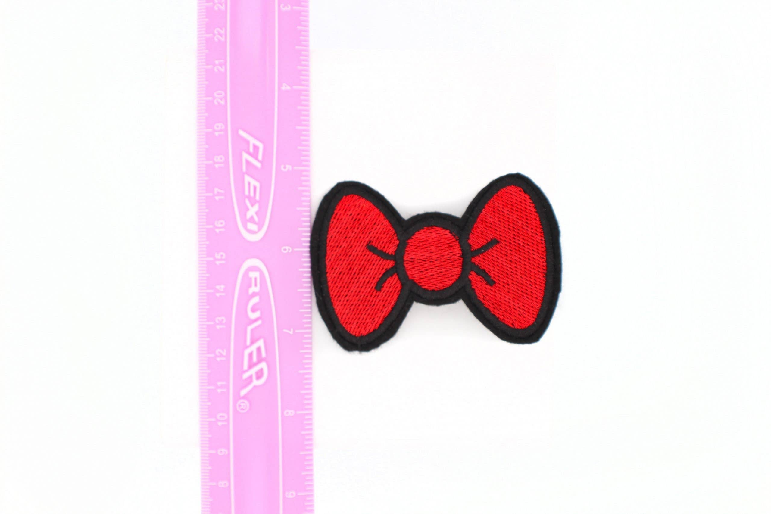 Red Anime Hair Bows, Kawaii Embroidered Cartoon Style