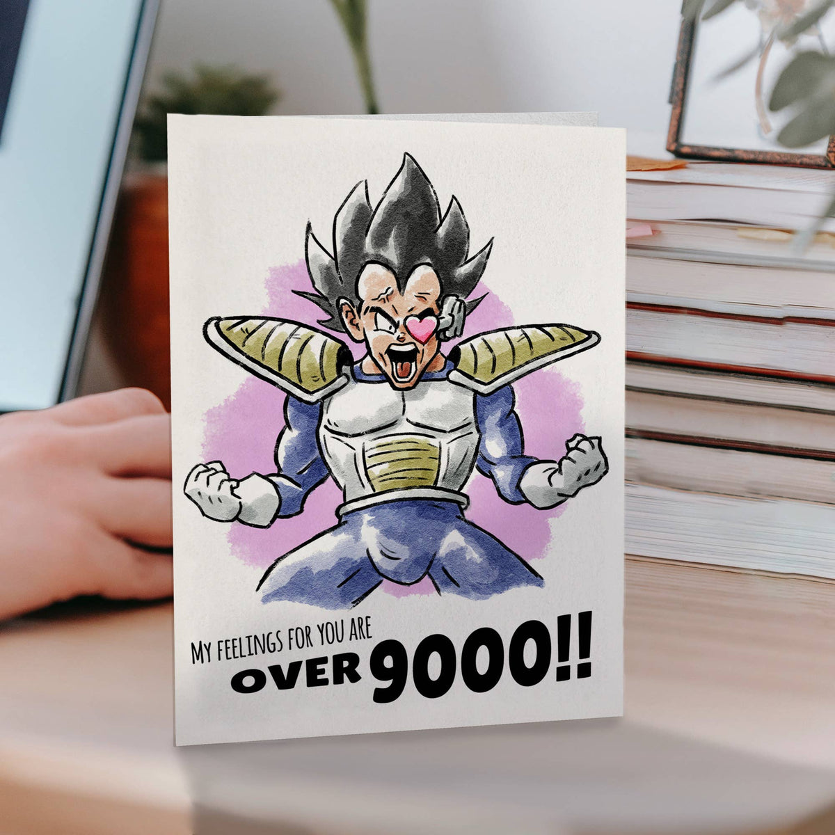 "Over 9000" - Anime Meme Inspired Valentines Love Card