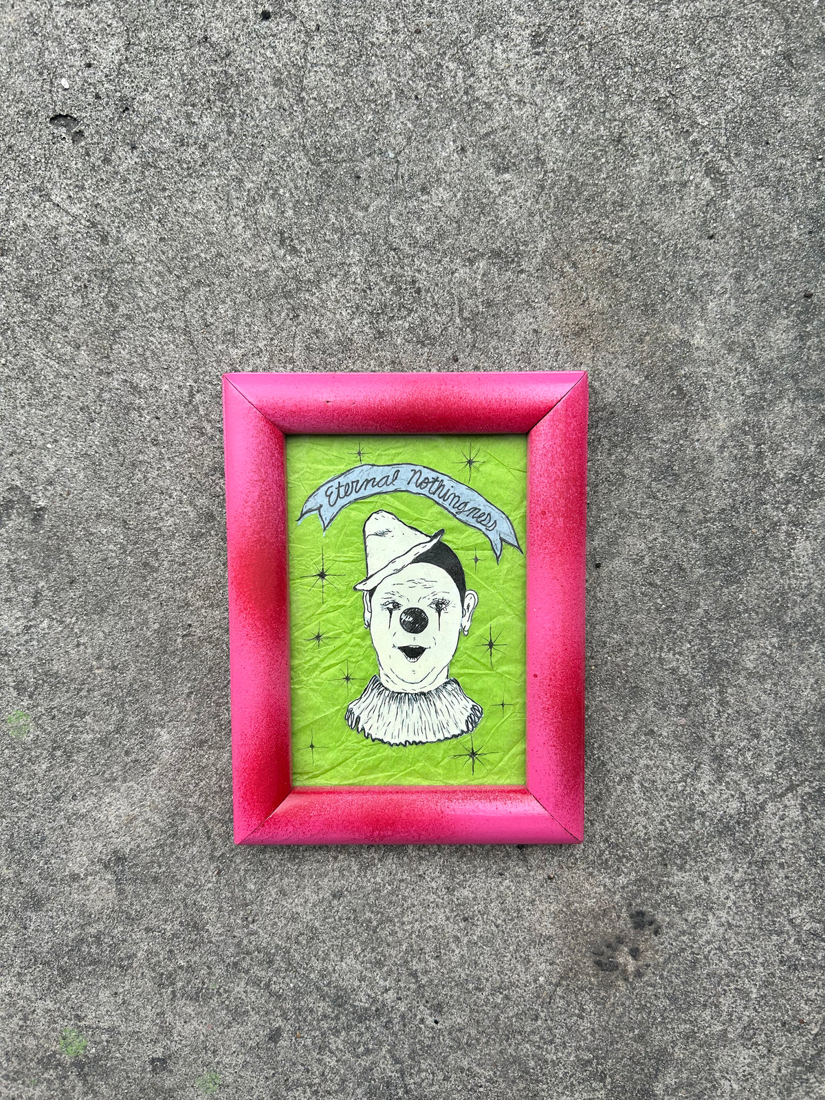 Pink/Green Eternal Nothingness Framed Clown Art