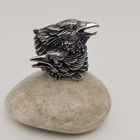 Death Messenger Ring Viking Crow Stainless Steel Men's Ring: 9#