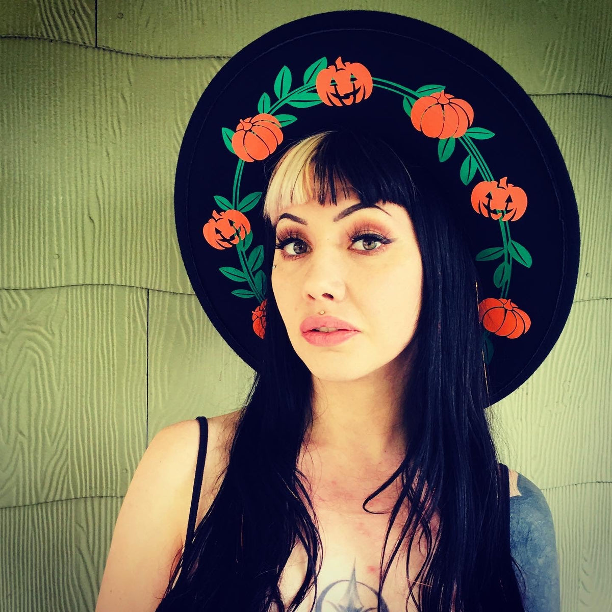 Vegan Felt Hat - XL Brim - Pumpkins