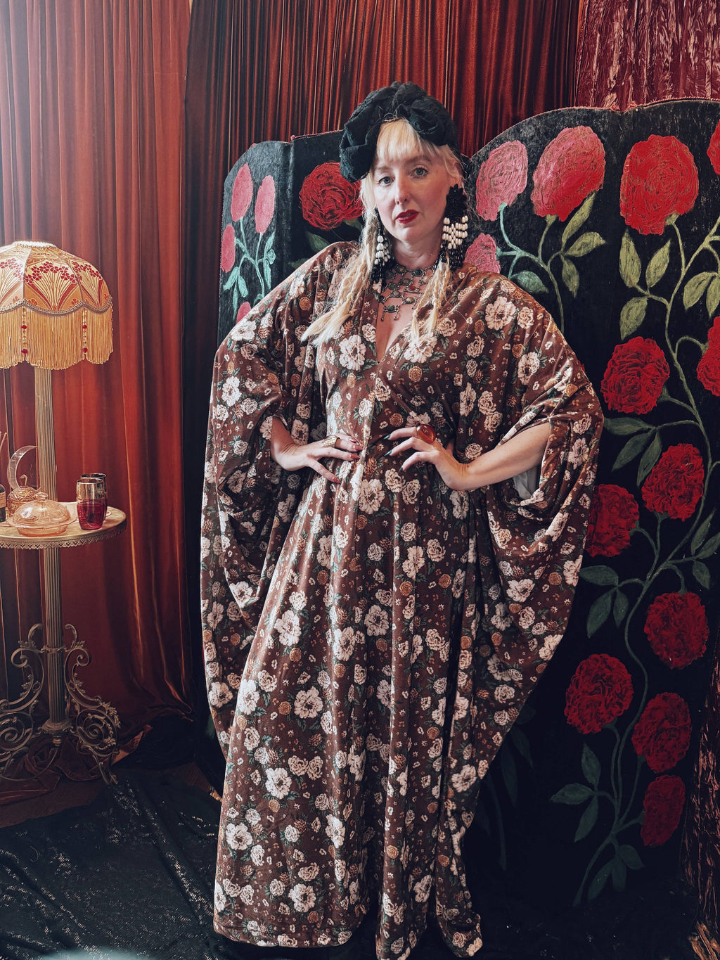 Harvest Meadow Opulent Velvet V-Neck Kaftan Gown