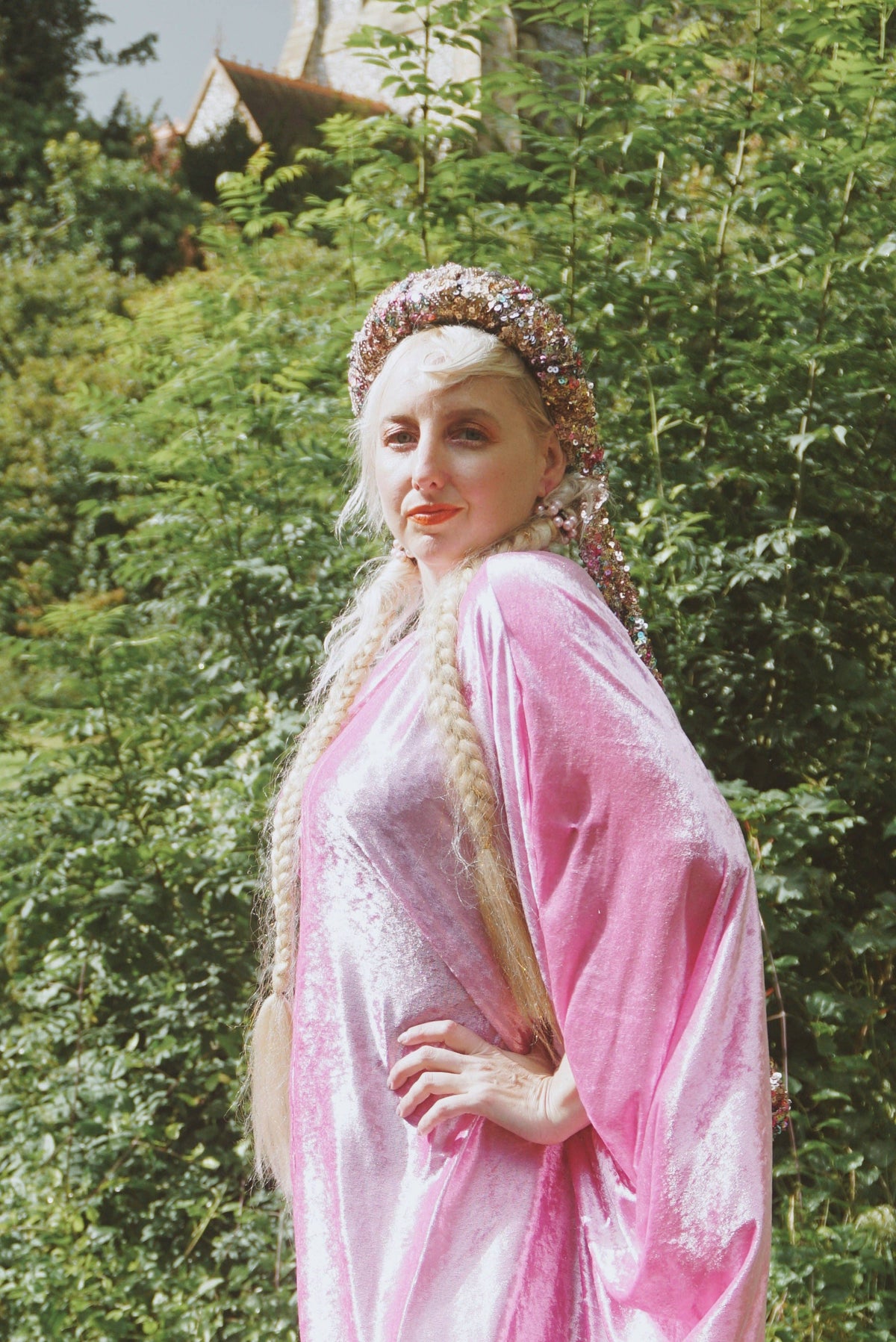 Effortless Velvet Ballerina Pink kaftan Gown